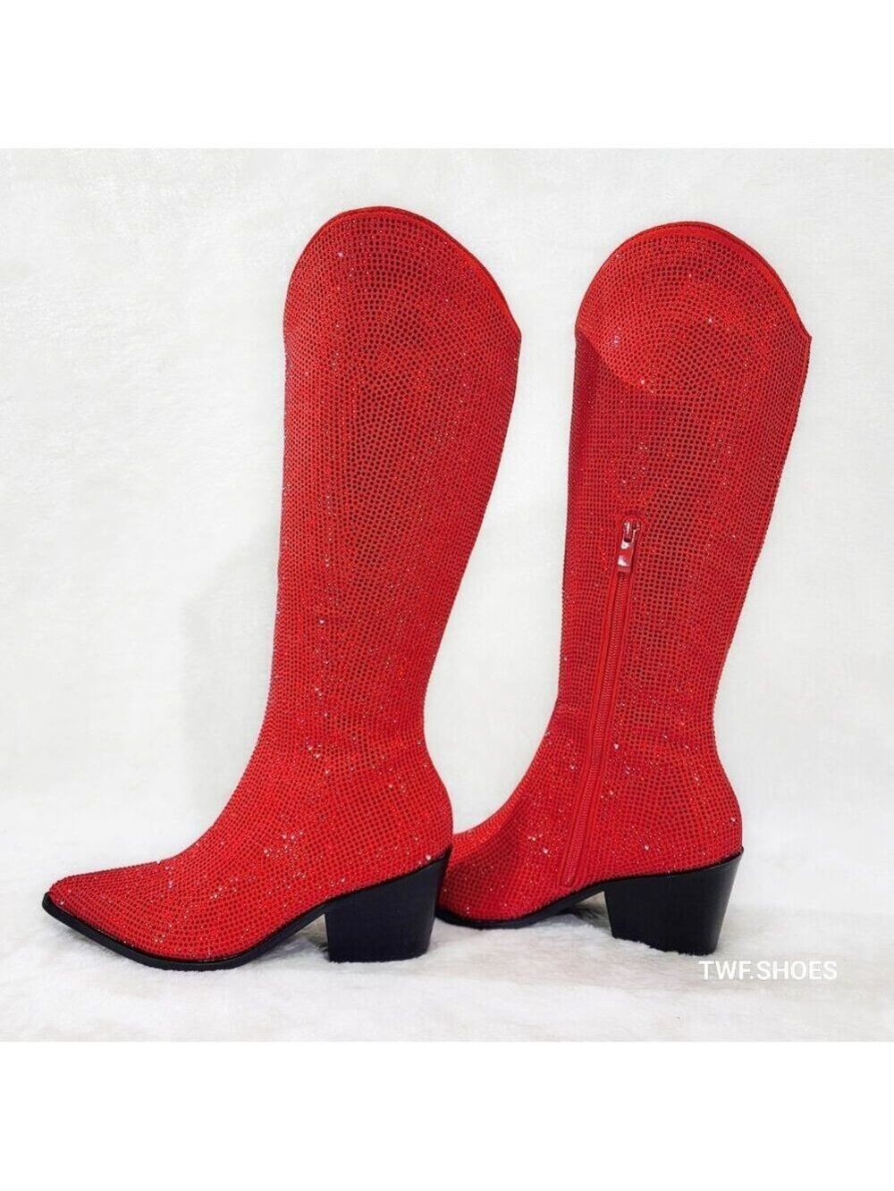 Nika Red Rhinestone Cowboy Knee High Western Cowgirl Boots New